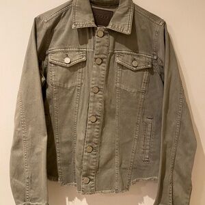 BlankNYC Raw Hem Olive Green Denim Jacket